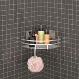 Teknotel ST107H Gümüş Yapışkanlı Kancalı Banyo Köşe Rafı