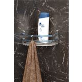 Teknotel Tek Katlı Kancalı Banyo Köşe Rafı Krom ES077H
