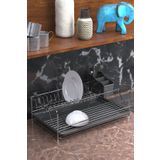 Teknotel Tek Katlı Tabaklık Bulaşıklık Krom+siyah Tepsi Kb008