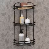 TEKNOTEL ÜÇ KATLI BANYO DUŞ KÖŞE RAFI MAT SİYAH LM009