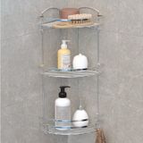 TEKNOTEL ÜÇ KATLI BANYO KÖŞE RAFI KANCALI KROM LM009H