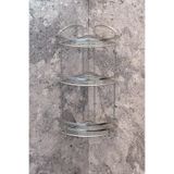 Teknotel Üç Katlı Kancalı Banyo Köşe Rafı Paslanmaz Inox, 11.BK.083.06