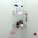 Teknotel Yapışkanlı Kancalı 2 Adet Banyo Köşe Rafı Silver St207H