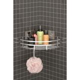 Teknotel Yapışkanlı Şampuanlık Kancalı Banyo Köşe Rafı Silver ST107H