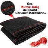 Teknotik Ford Fiesta 2002-2005 Direksiyon Kılıfı / Kırmızı Dikişli (2414)