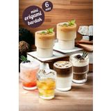teknotrust 155 cc 6'lı Mini Origami Stil Cam Bardak Pinteres Latte Espresso Isıya Dayanıklı Kahve Yanı Sunum B