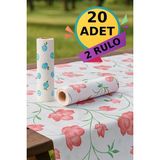 Teknotrust 20 Adet Tek Kullanımlık Sıvı Geçirmez Masa Örtüsü, 100X120 Cm, Kullan-At Set - Açık Beyaz - Gri - Seçenek 1