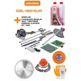 teknotrust 20HP H Benzinli Yan Tip 3 Kafalı Çim Biçme, Budama ve Çit Kesme Seti + Hediyeler