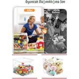 Teknotrust 3 Adet Pvc Küp Çanta Oyuncak Dolabı Saklama Düzenleme Çantası Düzenleyici Şeffaf Çanta 30X30X30 - Ahşap Rengi
