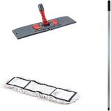 Teknotrust 50 cm Nemli Mop Takımı, Katlanır Aparat ve Metal Vidalı Sap ile Temizlik Seti - Bej - Seçenek 1