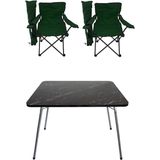 Teknotrust 60X80 cm Katlanır Masa ve 2 Kamp Sandalyesi, Yeşil, Piknik ve Plaj Keyfi