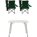 Teknotrust 60X80 Katlanır Masa ve 2 Kamp Sandalyesi, Yeşil, Piknik ve Plaj Için Ideal Set - Seçenek 1