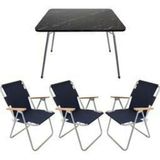 Teknotrust 60X80 Katlanır Masa ve 3 Adet Mavi-Lacivert Kamp Sandalyesi Seti - Seçenek 1
