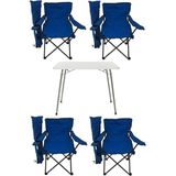 Teknotrust 60X80 Katlanır Masa ve 4 Kamp Sandalyesi, Piknik ve Plaj Için Mavi Set - Seçenek 1