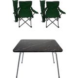 Teknotrust Iki Kişilik 60X80 cm Katlanabilir Masa ve 2 Kamp Sandalyesi, Yeşil