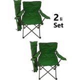 Teknotrust Katlanır 2 Adet Kamp Sandalyesi Taşıma Çantalı Bardaklıklı Yeşil Polyester Malzeme ile Ayarlanabilir - 6456 Ecorce Tube Marron