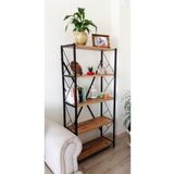 teknotrust Metal Brşmobilya 5 Raflı Atlantik Çam Metal Kitaplık Raf Klasik Kahverengi 70 cm 30 cm 160 cm Metal