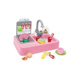teknotrust Pembe Mutfak Lavabo Seti Su ile Çalışır Çocuk Bulaşık Yıkama Çeşmeli Su Akar Oyuncak