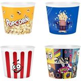 TeknoTrust Renkli 4'lü Popcorn ve Mısır Kovası Seti, Eğlenceli Atıştırmalıklar, Plastik, 4 Parça - 079 Buz Beyazı - Seçenek 1