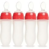Teknotrust Şeffaf Silikon Kaşıklı Biberon 120ML Antrasit Renkli 4'lü Set Ergonomik Tasarım ile Bebek Dostu