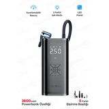 Teknotrust Taşınabilir Oto Kompresör Şarjlı Taşınabilir Powerbank El Fenerli Araç Lastik Şişirme Pompası Flaşör