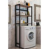 Teknotrust Tekno Trust Açık Raflı Çamaşır Makinesi Üstü Düzenleyici Raf Banyo Dolabı Rafı Makina Üstü Dolap Raf Ceviz Kapa - Kahverengi - 0