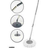 TeknoTrust Uzayabilen Saplı Püsküllü Mop Set Gri Renk Mikrofiber Malzeme ile Derinlemesine Temizlik - Altın