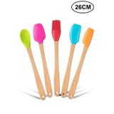 TeknoZar Isıya Dayanıklı Yanmaz 5 Li Renkli Bambu Silikon Spatula Seti 26cm