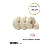 teknozeel Kauçuk Krem 6 Metre Kenar ve 4 Adet Köşe Koruyucu-Bebek Çocuk Masa Koruma Seti