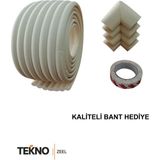 Teknozeel Krem Renk Geniş Kenar ve 4 Adet Köşe Koruyucu 2 Metre Bebek Çocuk Masa Kenar Koruyucu