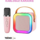 Teknozeel Tek Mikrofonlu Karaoke 5 Ses Efektli Rgb LED Işıklı Bluetooth Kablosuz Hoparlör Ses Bombası
