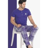 Teknur 30610 Modal Kumaş Mor Renkli Kısa Kol Erkek Pijama Takımı