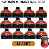 Tekoro Akrilik Sprey Boya 400 ml 12 Adet – Metal, Plastik, Ahşap Cam ve Oto Yüzeylere Uygun Renkler - 3002 Karmen Kırmızısı