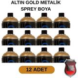 Tekoro Akrilik Sprey Boya 400 ml 12 Adet – Metal, Plastik, Ahşap Cam ve Oto Yüzeylere Uygun Renkler - Metalik Altın