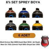 Tekoro Akrilik Sprey Boya 400 ml 6 Adet – Metal, Plastik, Ahşap Cam ve Oto Yüzeylere Uygun Renkler - Set 1