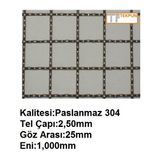 Tekpun Paslanmaz Kafes Teli Çap:2,5mm GÖZ:25MM EBAT:1MTX1MT