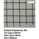 Tekpun Paslanmaz Kafes Teli Çap:2mm GÖZ:15MM EBAT:1MTX1MT