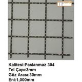 Tekpun Paslanmaz Kafes Teli Çap:3mm GÖZ:30MM EBAT:1MTX1MT