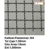 Tekpun Paslanmaz Kafes Teli ÇAPI:1,50MM GÖZ:15MM EBAT1MTX1MT