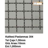 Tekpun Paslanmaz Kafes Teli Çapı:1,5mm GÖZ:10MM EBAT:1MTX1MT