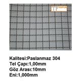 Tekpun Paslanmaz Kafes Teli Tel:1mm GÖZ:10MM EBAT:1MTX1MT
