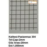 Tekpun Paslanmaz Kafes TELİ2MMX20MM Çap:2mm GÖZ:20MM EBAT:1MTX1MT
