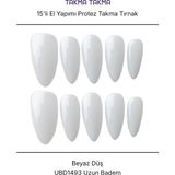 Tekrar Kullanılabilir El Yapımı Protez Takma Tırnak UBD1493 - Beyaz Düş -15'li Beyaz-M