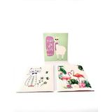 Tekrar Kullanılabilir İsveç Bezi, 3'Lü Paket Flamingo-Lama-Kedi Desenleri
