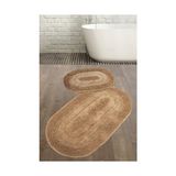 Teksev Doğal Pamuklu Spagetti Oval Kapuçino 2'li Banyo Paspası Seti Banyo Halısı Klozet Takımı