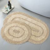Teksev Doğal Pamuklu Spagetti Oval Vizon 2'li Banyo Paspası Seti Banyo Halısı Yıkanabilir Klozet Takımı