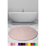 Teksev Elite Pudra 120X120 cm Yuvarlak Peluş Banyo Halısı Kaymaz Taban Pufidik Banyo Paspası