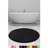 Teksev Elite Siyah 120X120 cm Yuvarlak Peluş Banyo Halısı Kaymaz Taban Pufidik Banyo Paspası