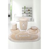 Teksev Exclusive Vizon 6 Parça Çeyizlik Dantelli 3'lü Banyo Paspası & 3'lü Kirli Çamaşır Sepeti Seti