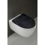Teksev Klozet Kapak Örtüsü, Ultrasoft Düz Siyah Renk, Banyo Klozet Örtüsü